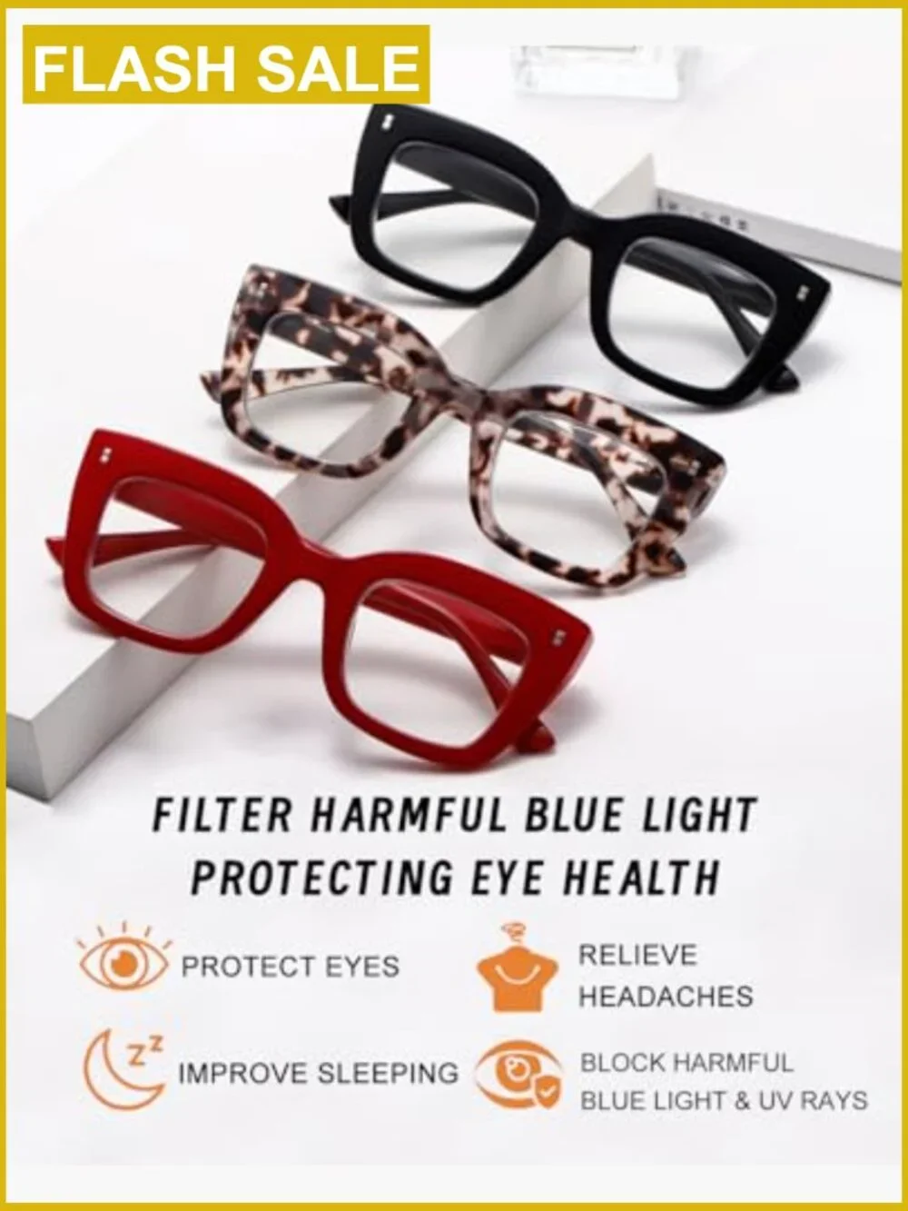 Blue Light Blocking Reading Glasses 3 Pack Oversized Spring Hinge